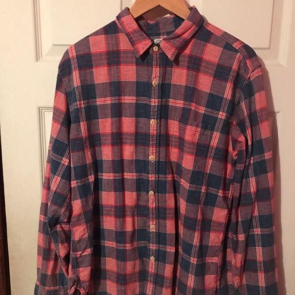 J. Crew Blue & Red Plaid Work Shirt Mens Large L